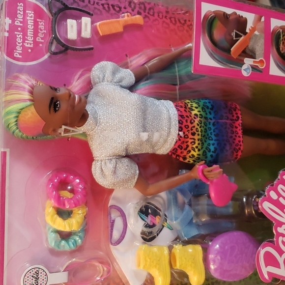 Barbie Leopard Rainbow Hair Doll - Rainbow Skirt - Picture 6 of 7